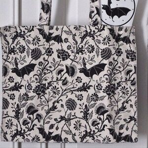 Whimsigoth Floral Bat Tote Bag